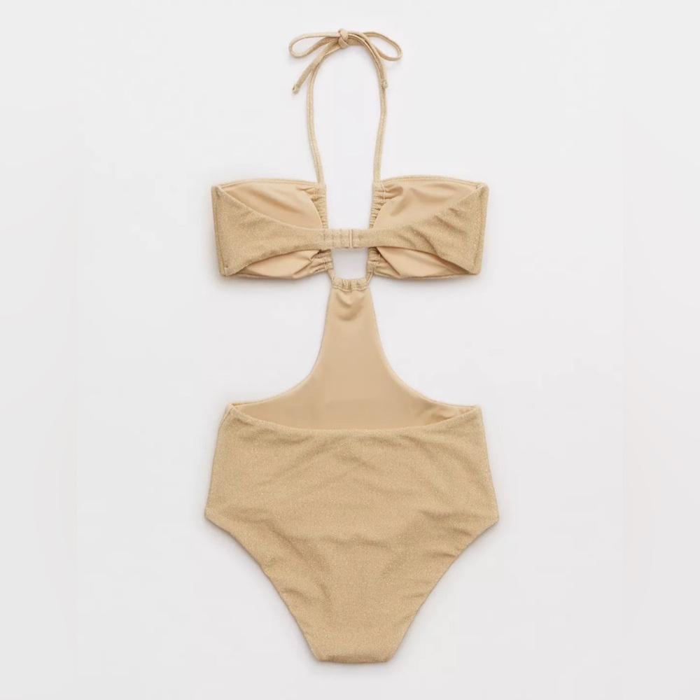 NWT Aerie Sparkle Halter Cutout One Piece Swimsuit - Picture 5 of 12